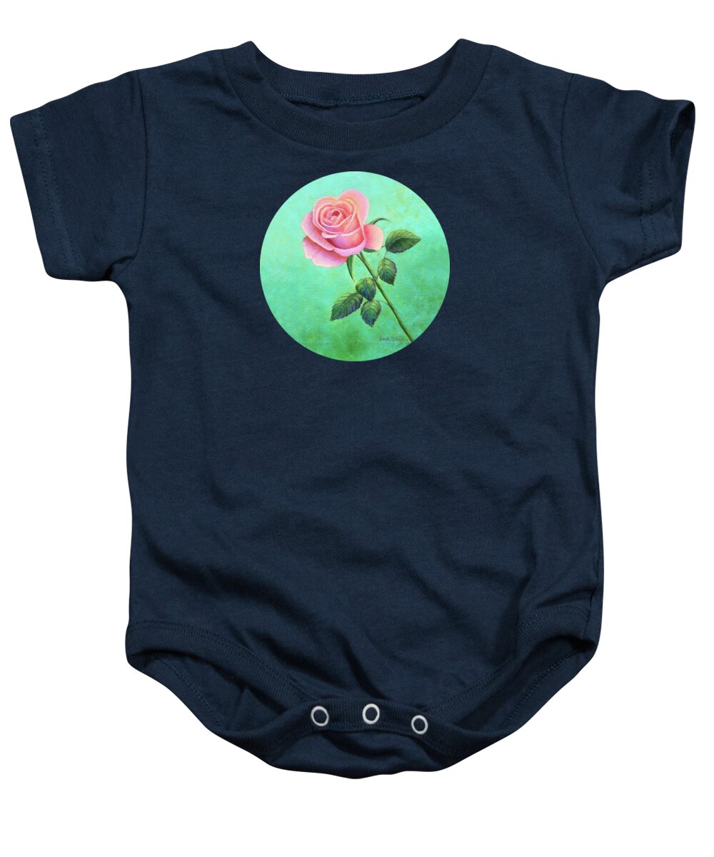 A Baby Onesie featuring the painting A Rose for Zilpha by Sarah Irland