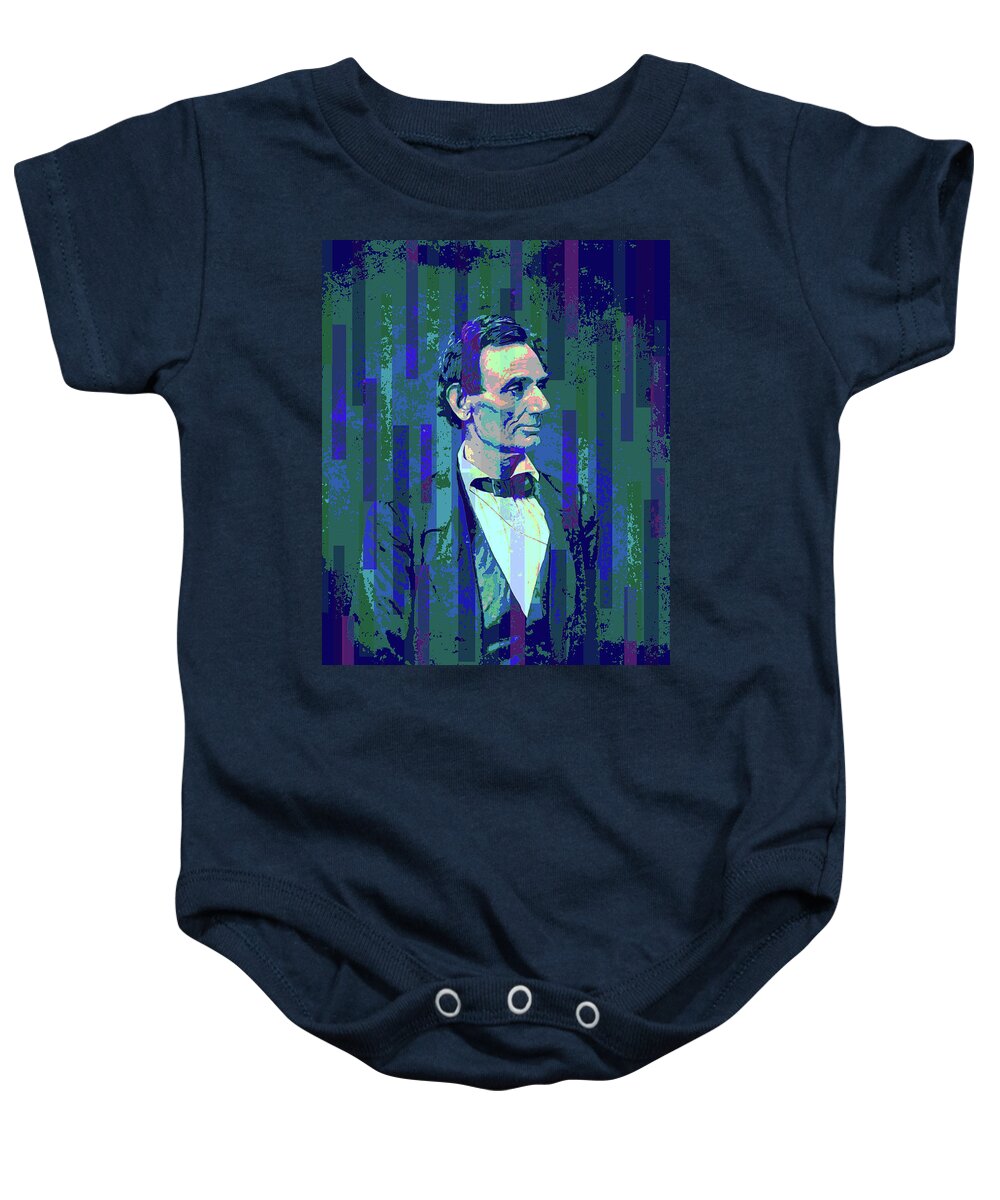 Abraham Lincoln Baby Onesie featuring the photograph Abraham Lincoln - Presidential Candidate Blue Pop by DK Digital