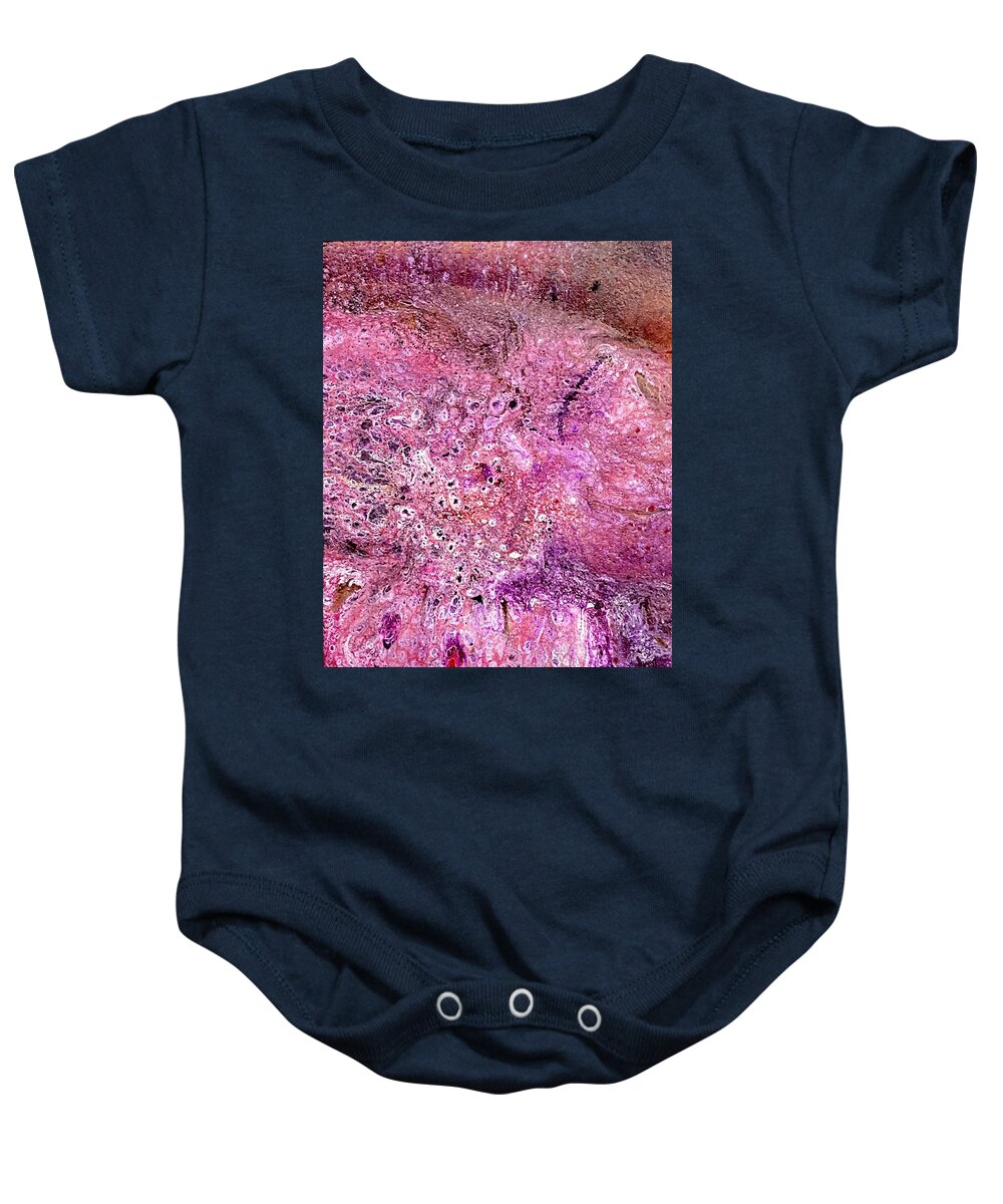 Colorful Baby Onesie featuring the painting Acrylic Pour III Symphony in pink by David Euler