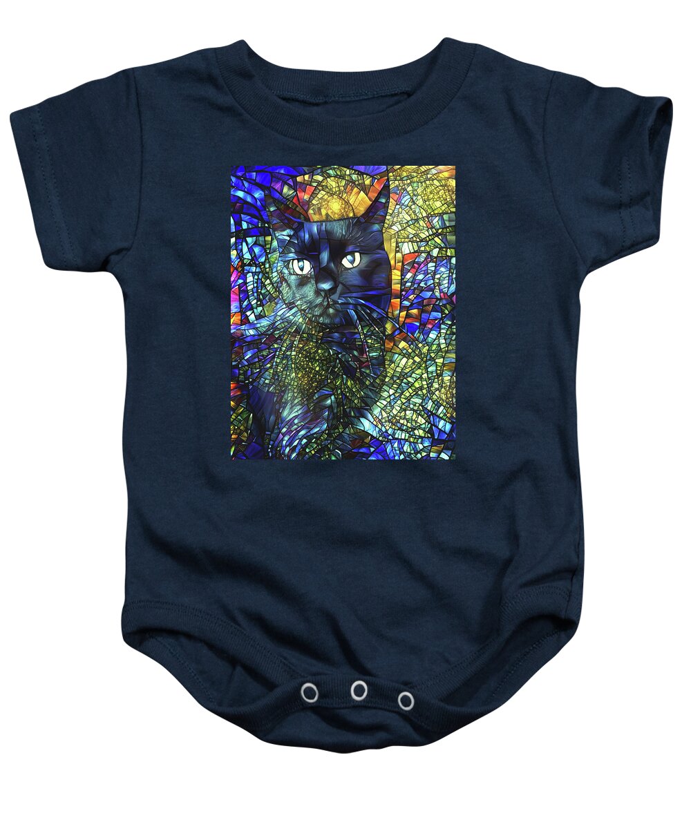 Black Cat Baby Onesie featuring the digital art Aint Superstitious by Peggy Collins