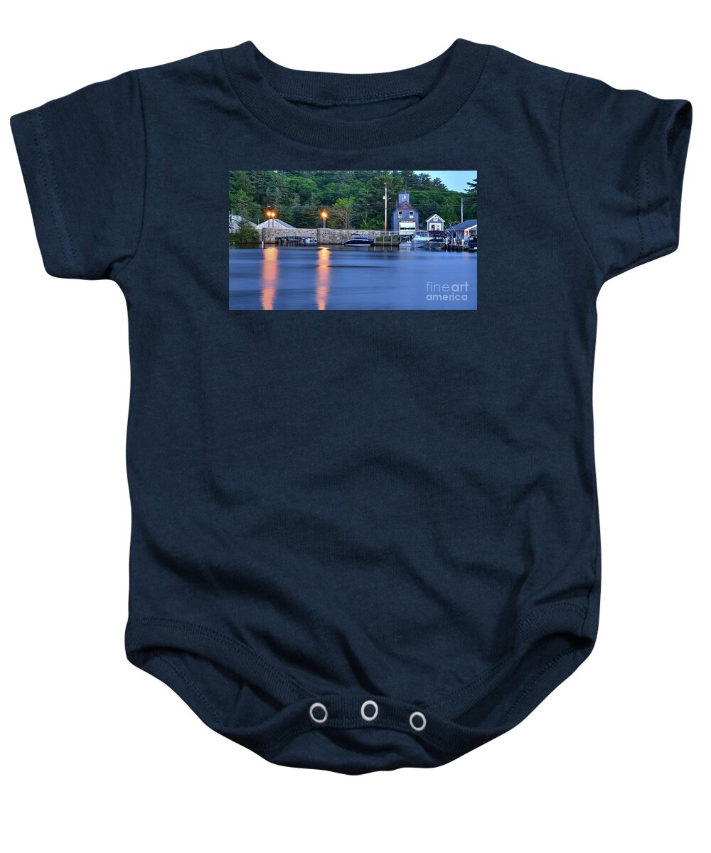 Alton Bay Baby Onesie featuring the photograph Alton Fire Station by Steve Brown