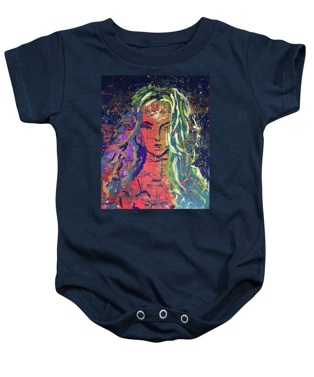 Archangel Michael Baby Onesie featuring the painting Angel of peace by Monica Elena