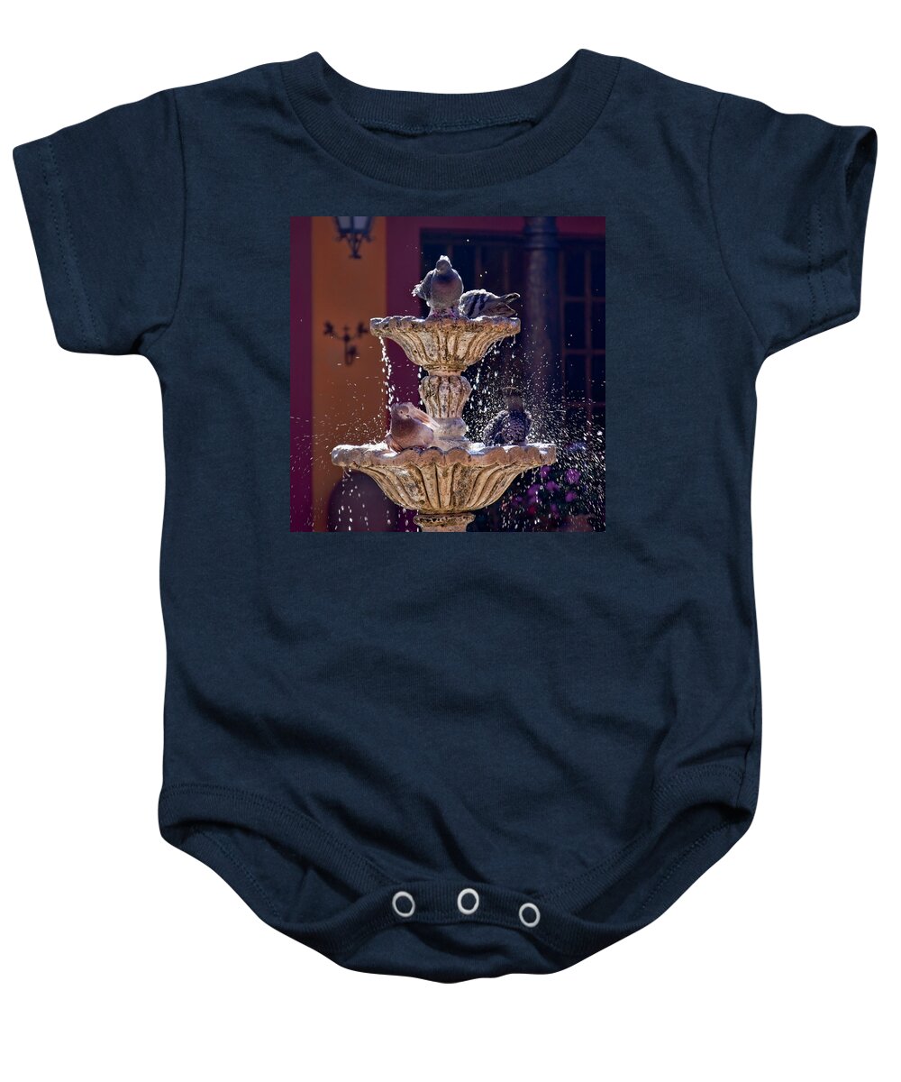 Water Fountain Baby Onesie featuring the photograph Animated Water Fountain by Tatiana Travelways