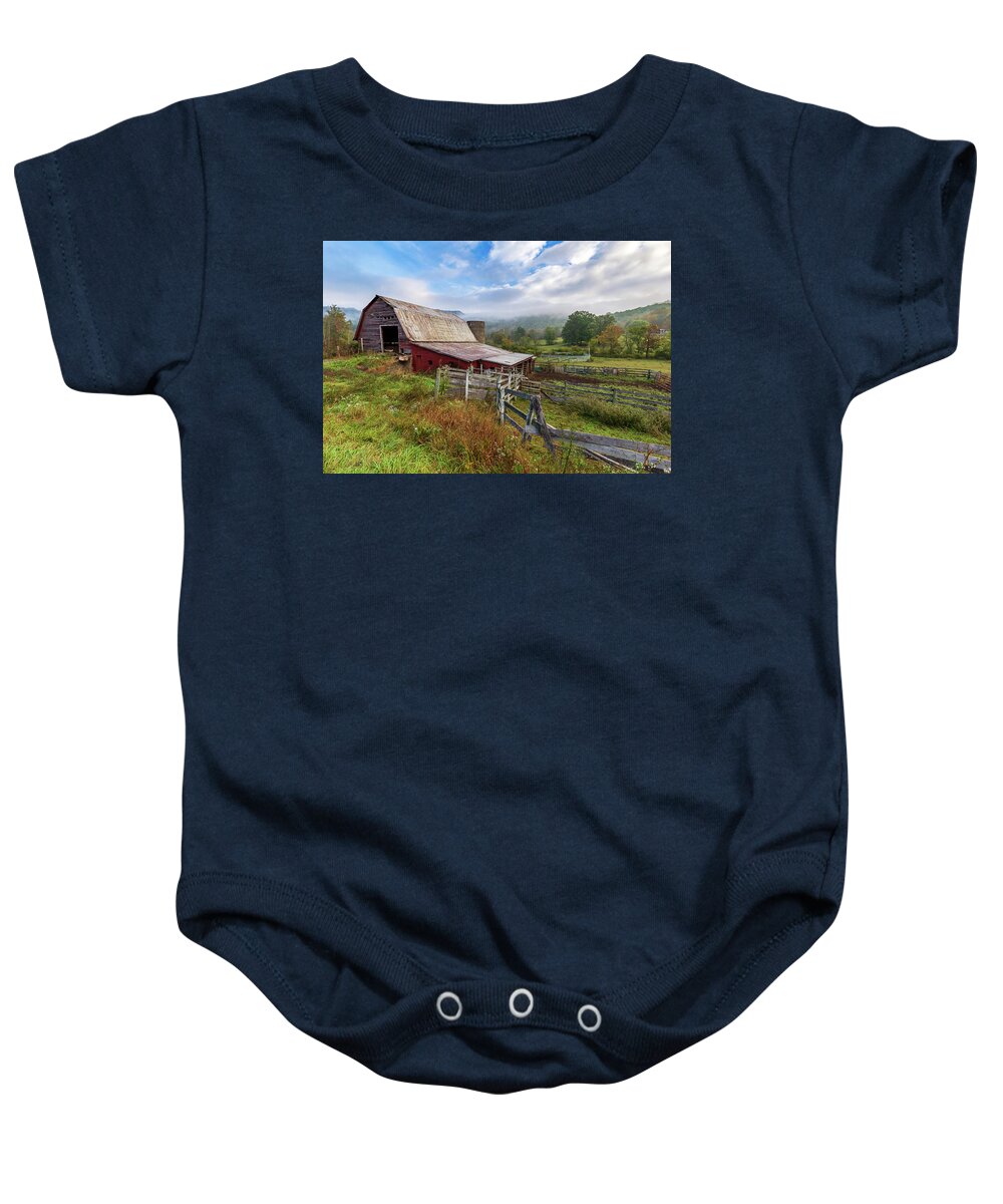 North Carolina Baby Onesie featuring the photograph Appalachian Barn by Tim Stanley