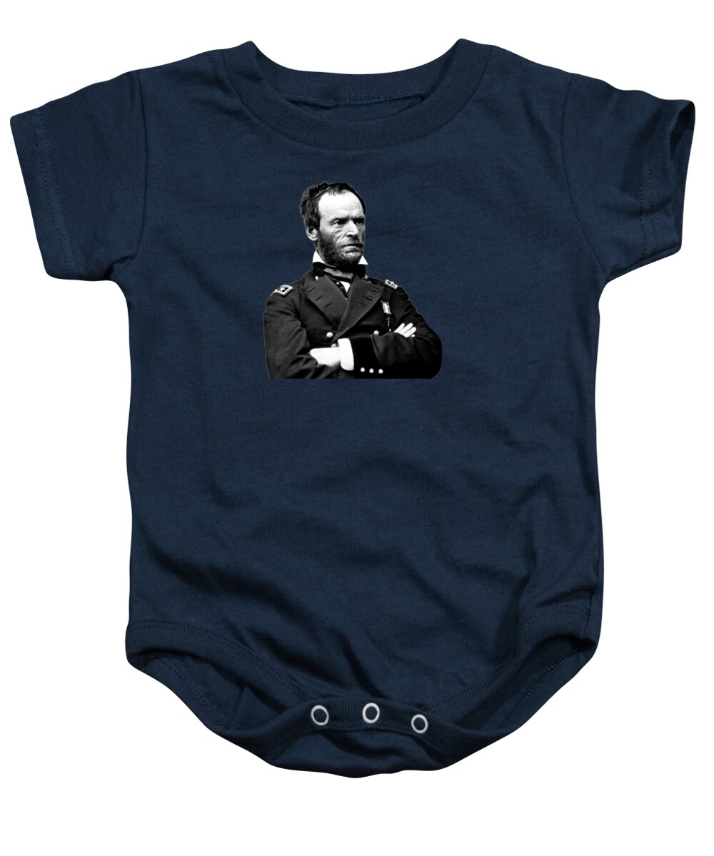 General Sherman Baby Onesie featuring the photograph General William Tecumseh Sherman by War Is Hell Store