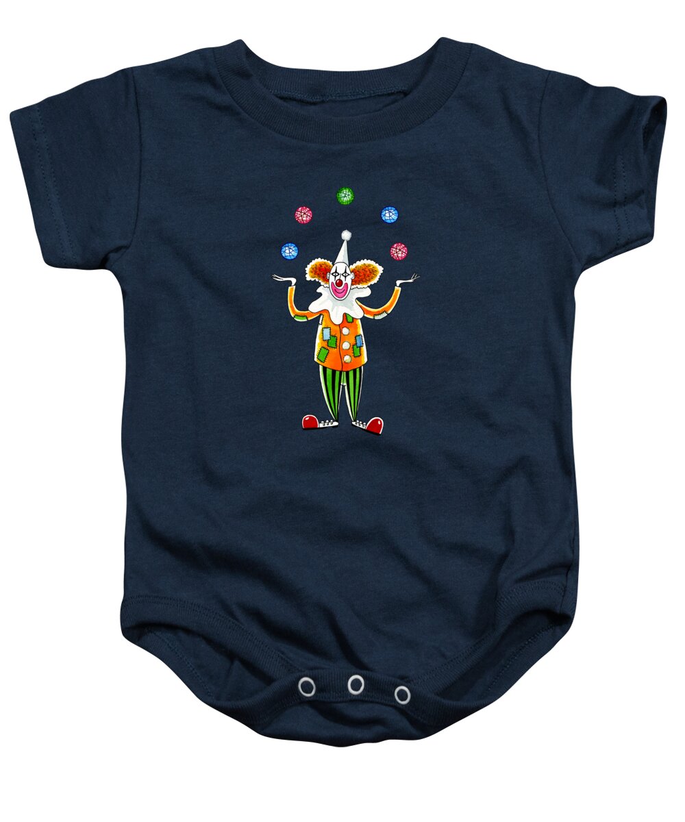 Clown Baby Onesie featuring the mixed media Clown by Andrew Hitchen