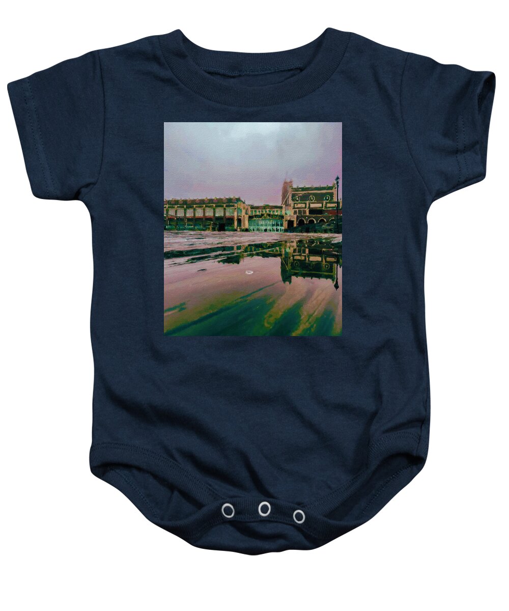 Wave Baby Onesie featuring the painting Asbury Park Beach Painting of Photo By Max Oster by Tony Rubino