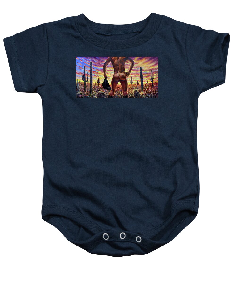Cowboy Baby Onesie featuring the painting Ass End of the Day by Marc DeBauch