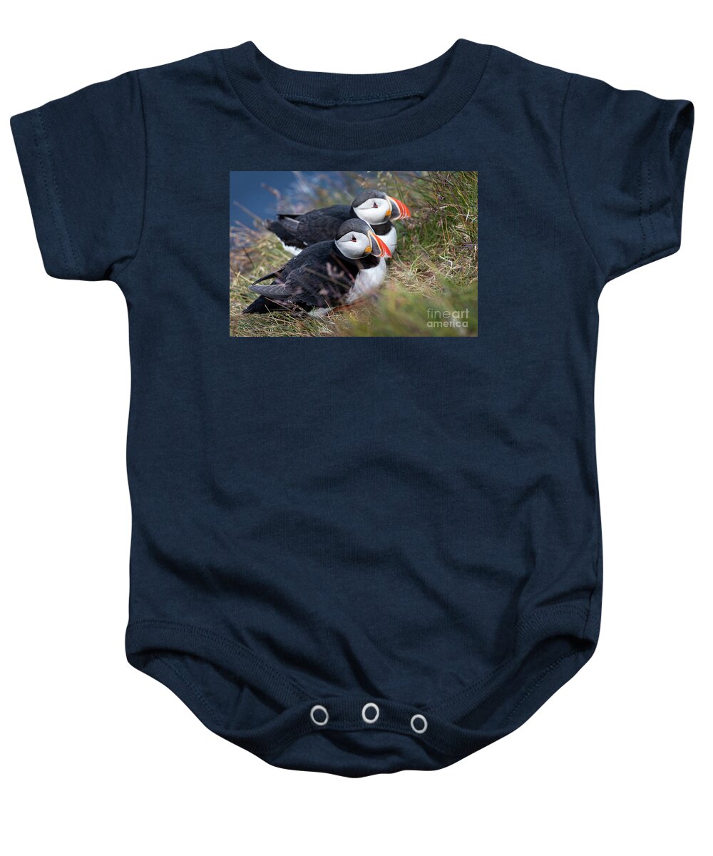 Photography Baby Onesie featuring the photograph Atlantic Puffin Love by Erin Marie Davis