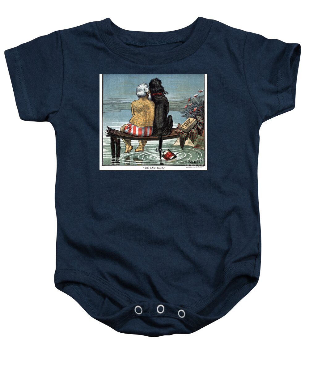 1884 Baby Onesie featuring the drawing Blaine and Logan Cartoon, 1884 by Bernhard Gillam