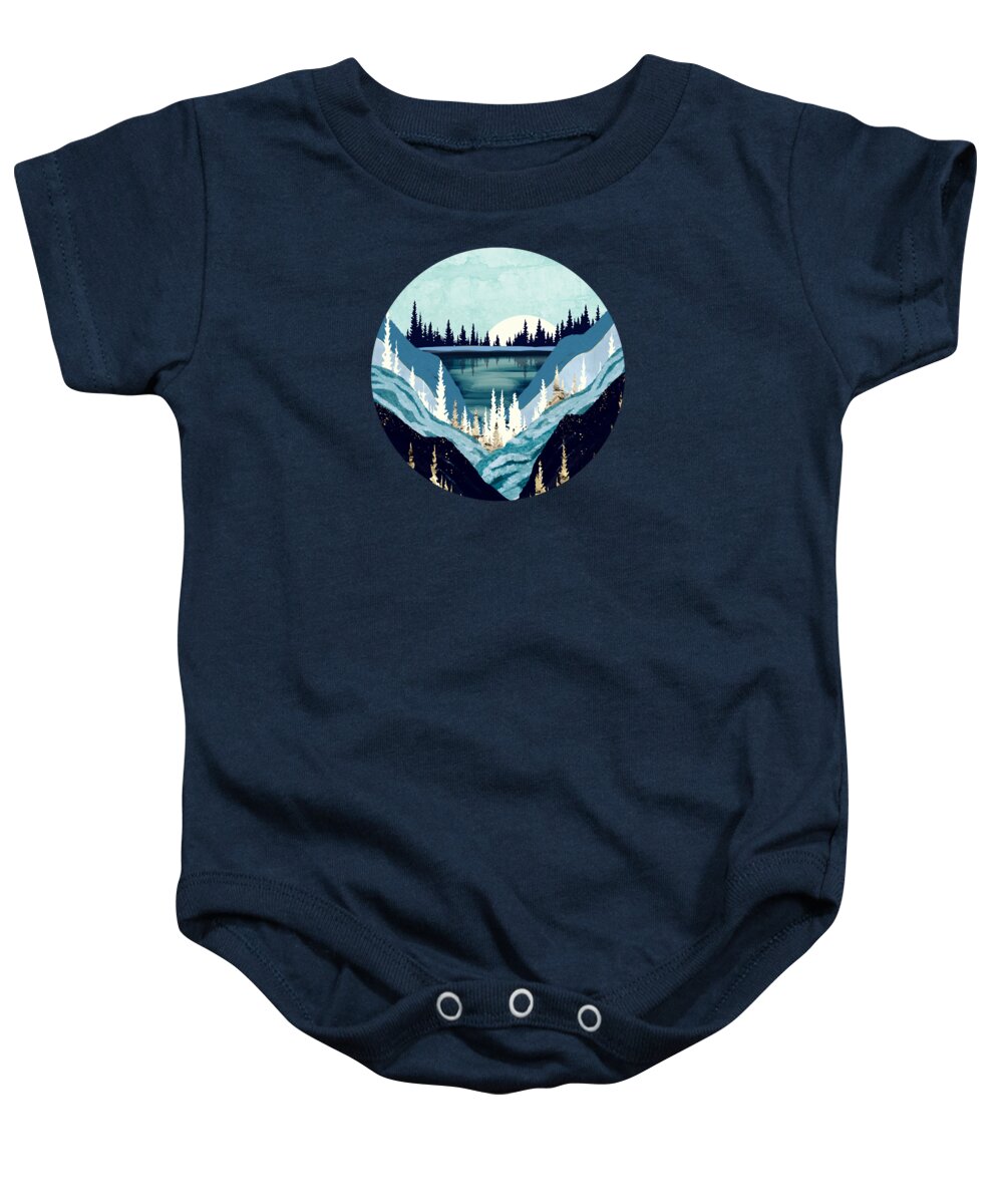 Blue Baby Onesie featuring the digital art Blue Forest Lake by Spacefrog Designs