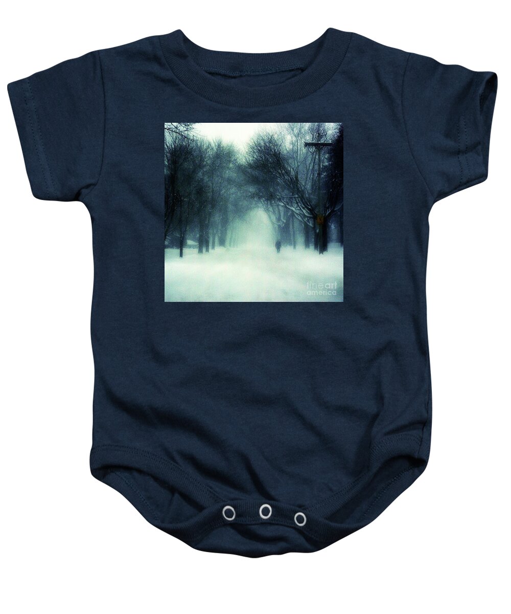 Weather Baby Onesie featuring the photograph Blurred Chicago Blizzard by Frank J Casella