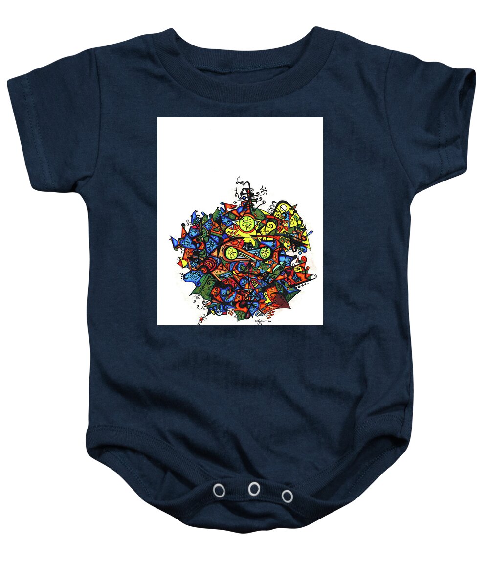 Unique Artwork Baby Onesie featuring the drawing Buddha by Joey Gonzalez