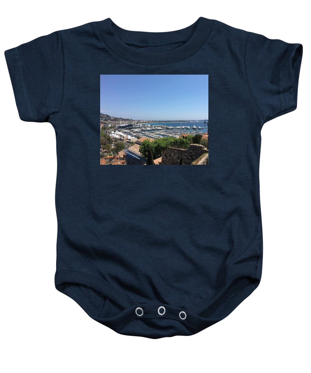 Cannes Baby Onesie featuring the pyrography Cannes du Suquet by Medge Jaspan