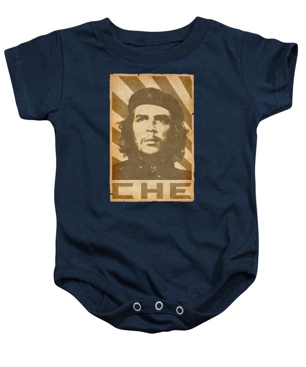 Che Baby Onesie featuring the digital art Che Guevara Retro Propaganda by Megan Miller