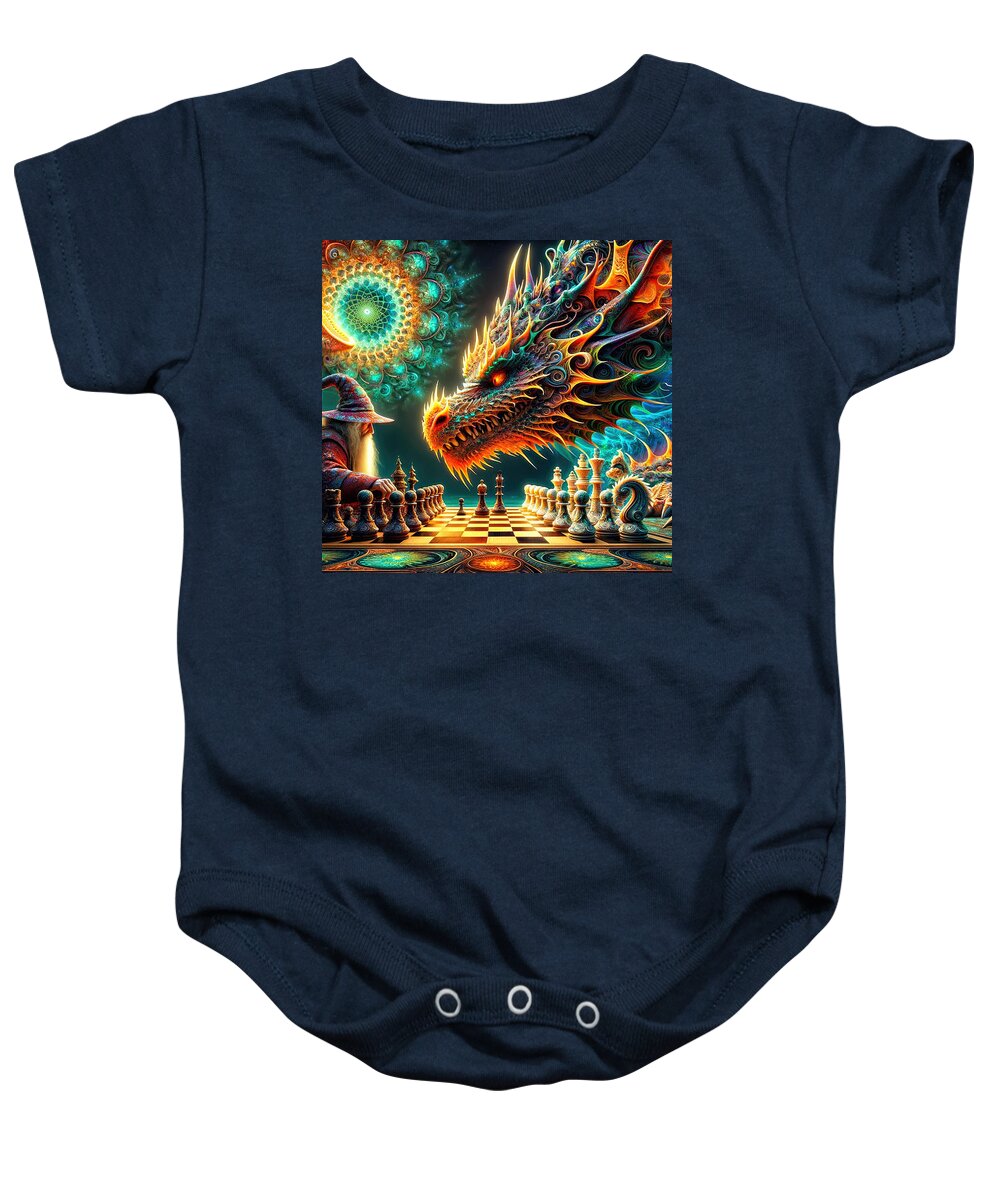 Wizard Baby Onesie featuring the photograph Checkmate of the Cosmic Dragon by Bill and Linda Tiepelman