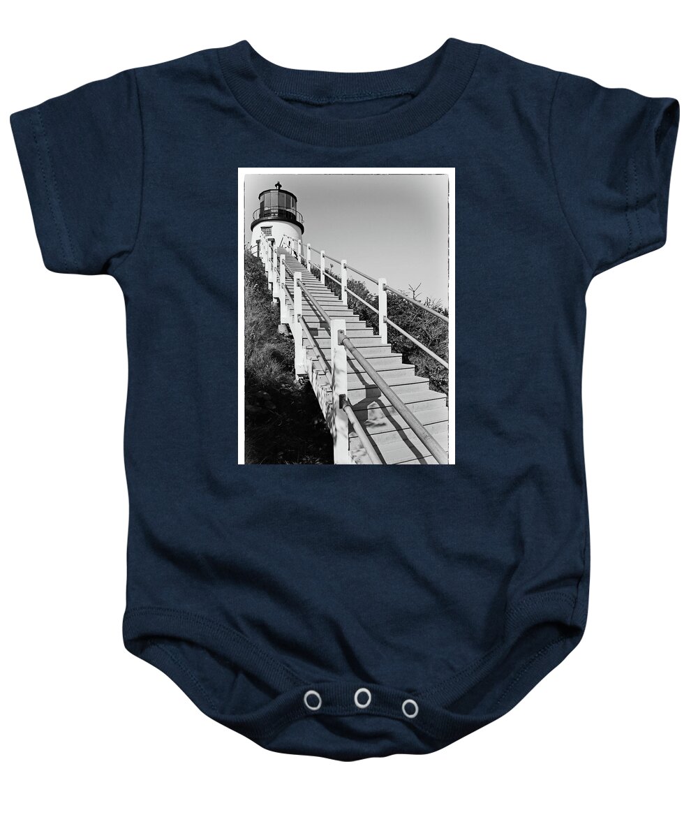 Seascape Baby Onesie featuring the photograph Climb up to Owls Head Light by Mike Martin