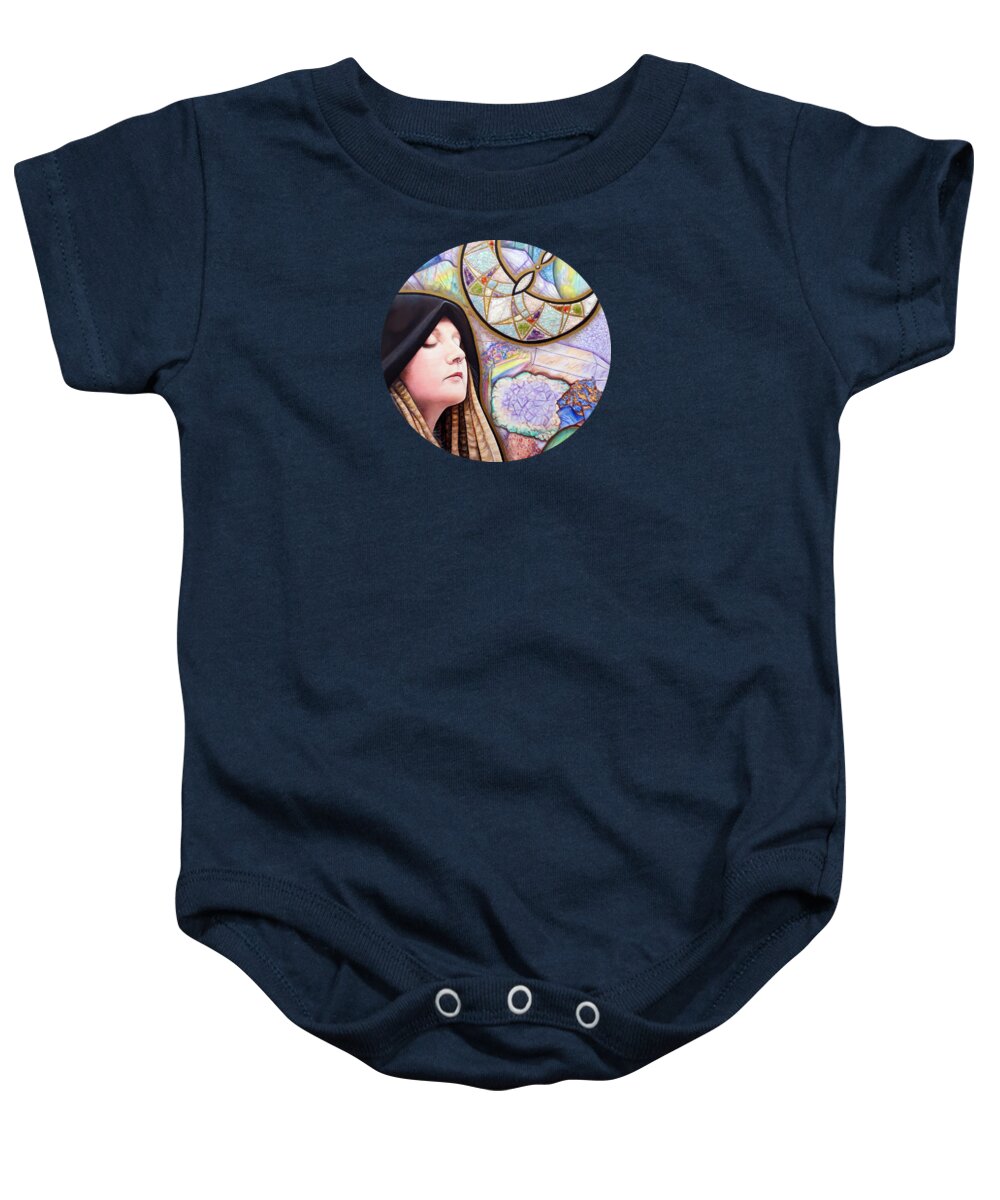 Art Baby Onesie featuring the painting Crystal Witch by Malinda Prud'homme