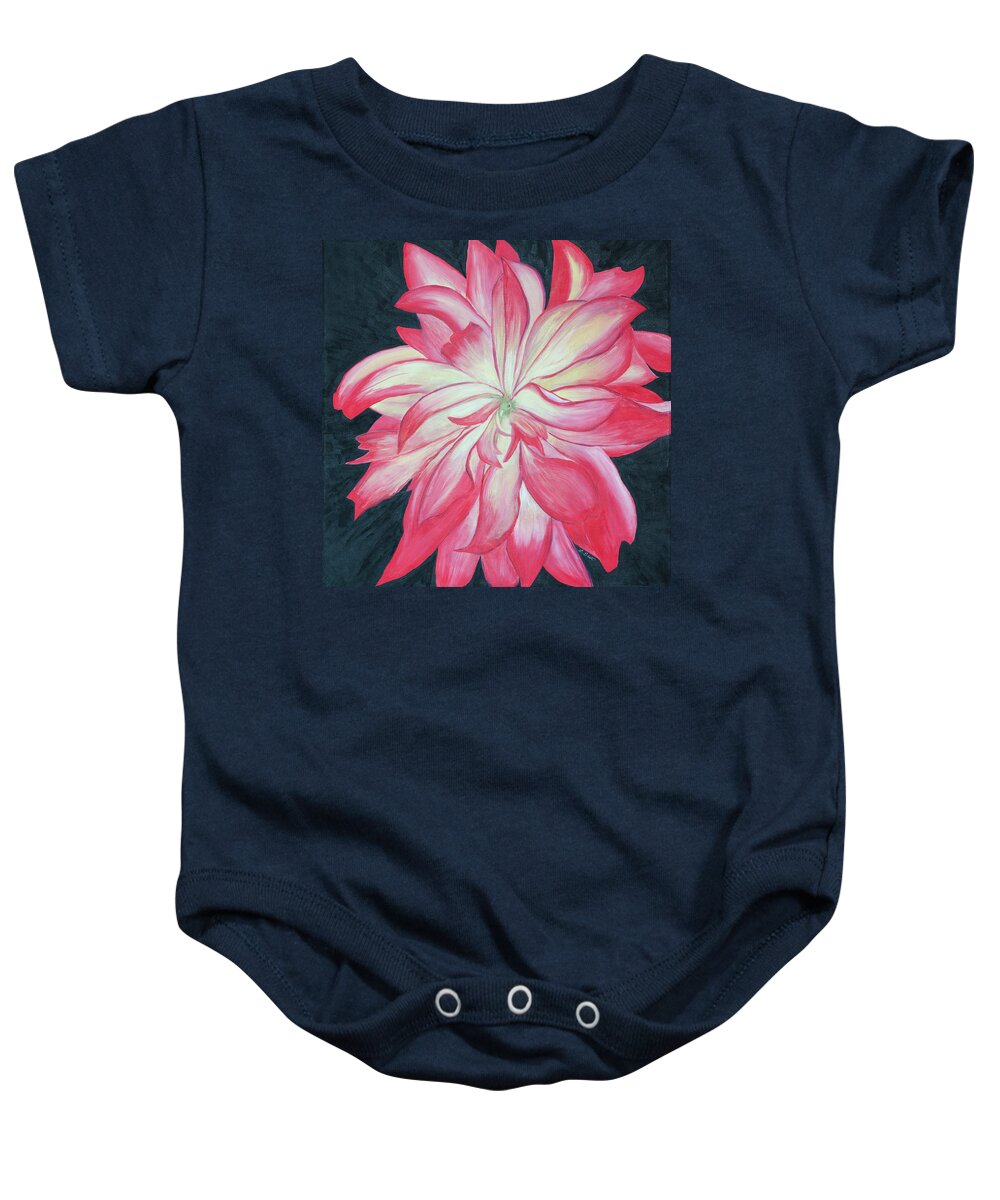 Dahlia Baby Onesie featuring the painting Dahlia Explosion by Laurel Best