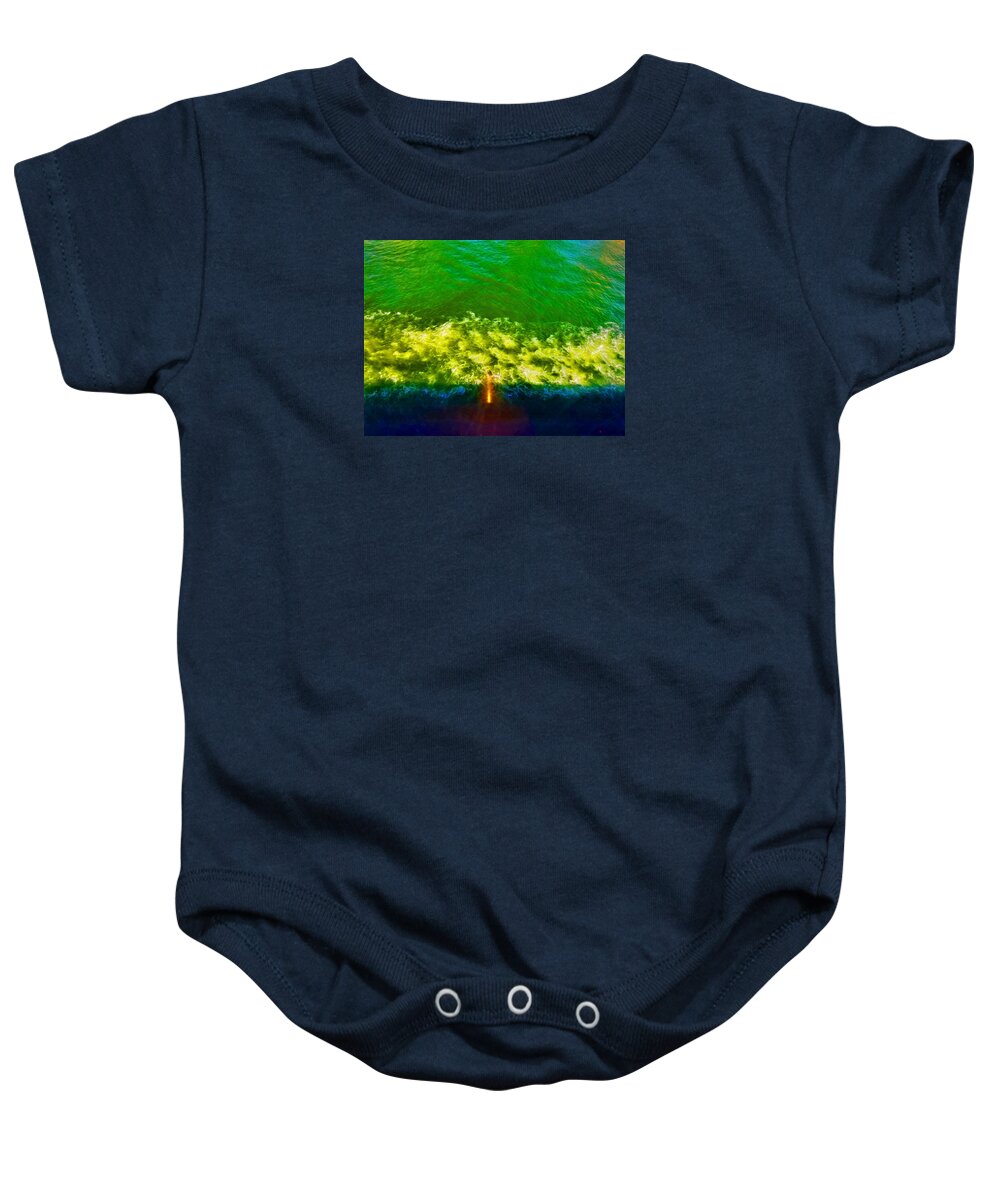 Abstract Art Baby Onesie featuring the digital art Dancing Waters 2 Tranquille Green by Aldane Wynter