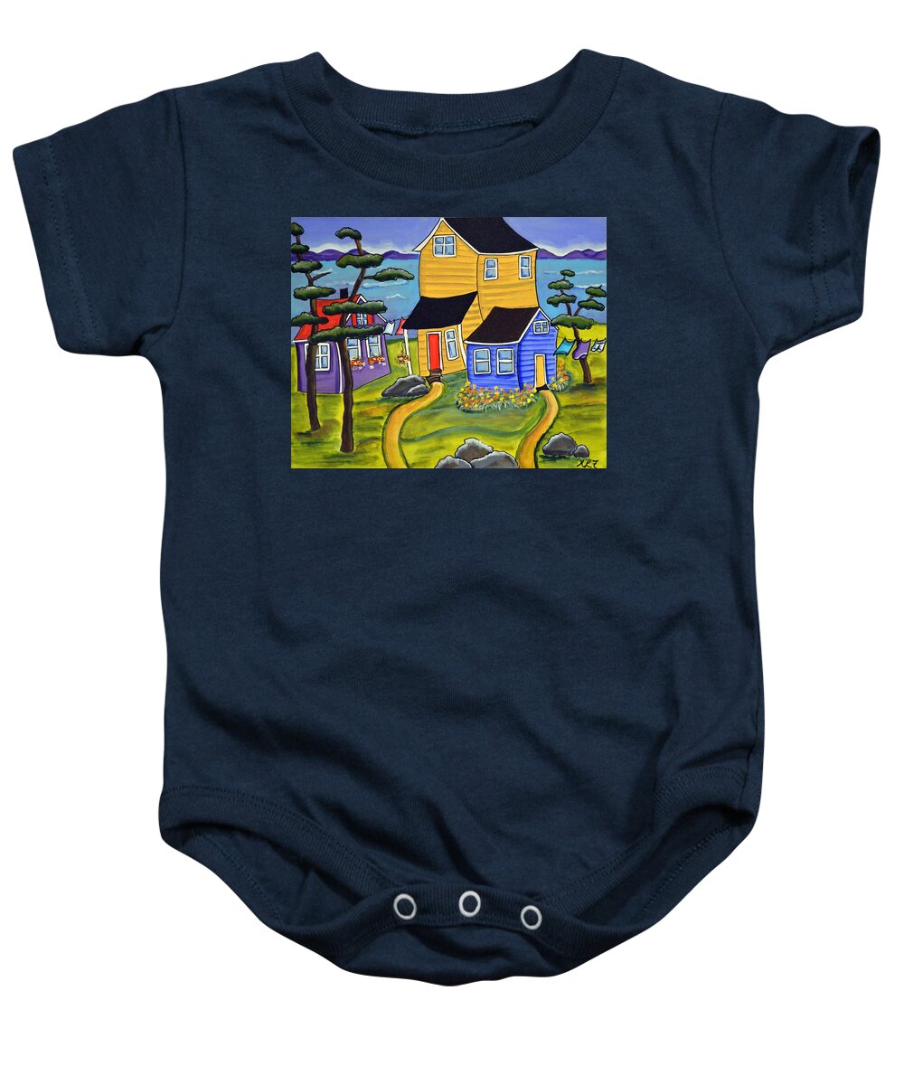 Colourful Baby Onesie featuring the painting Day Lilies by Heather Lovat-Fraser
