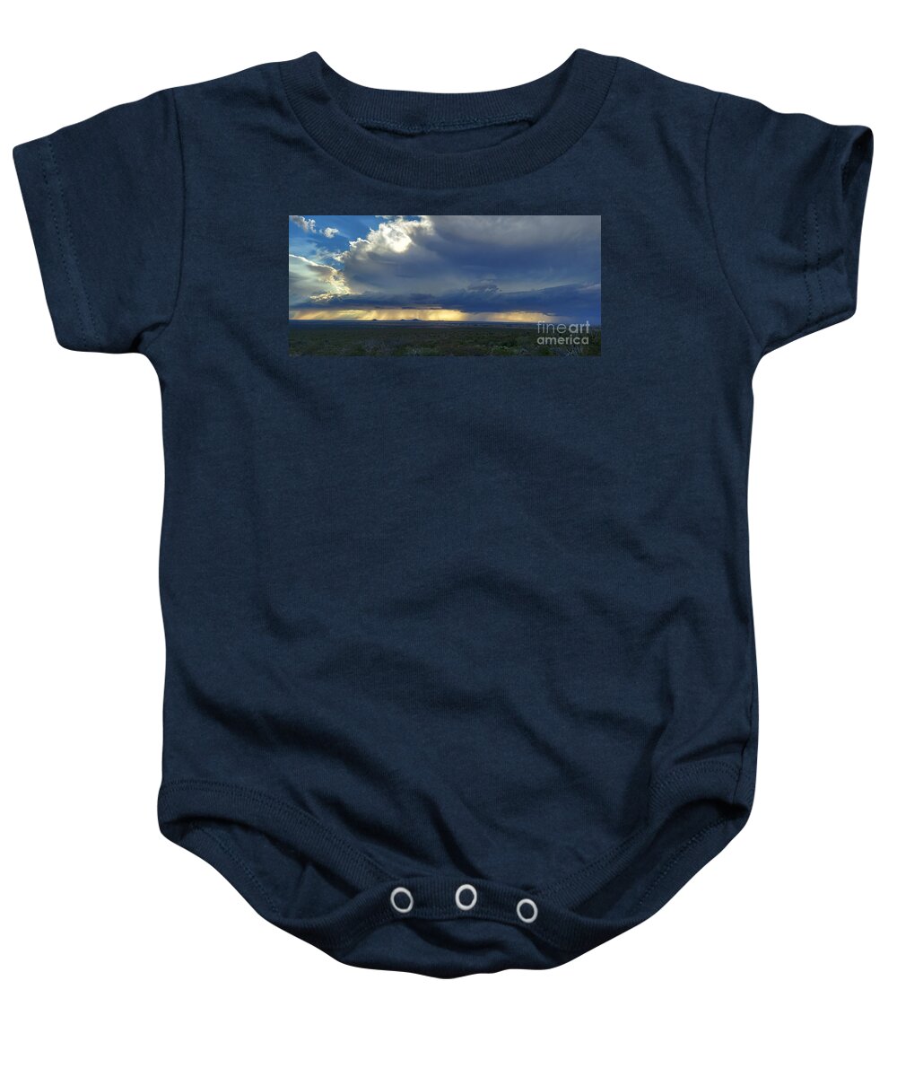 Thunderstorm Baby Onesie featuring the photograph Desert Storm by Ken Kvamme