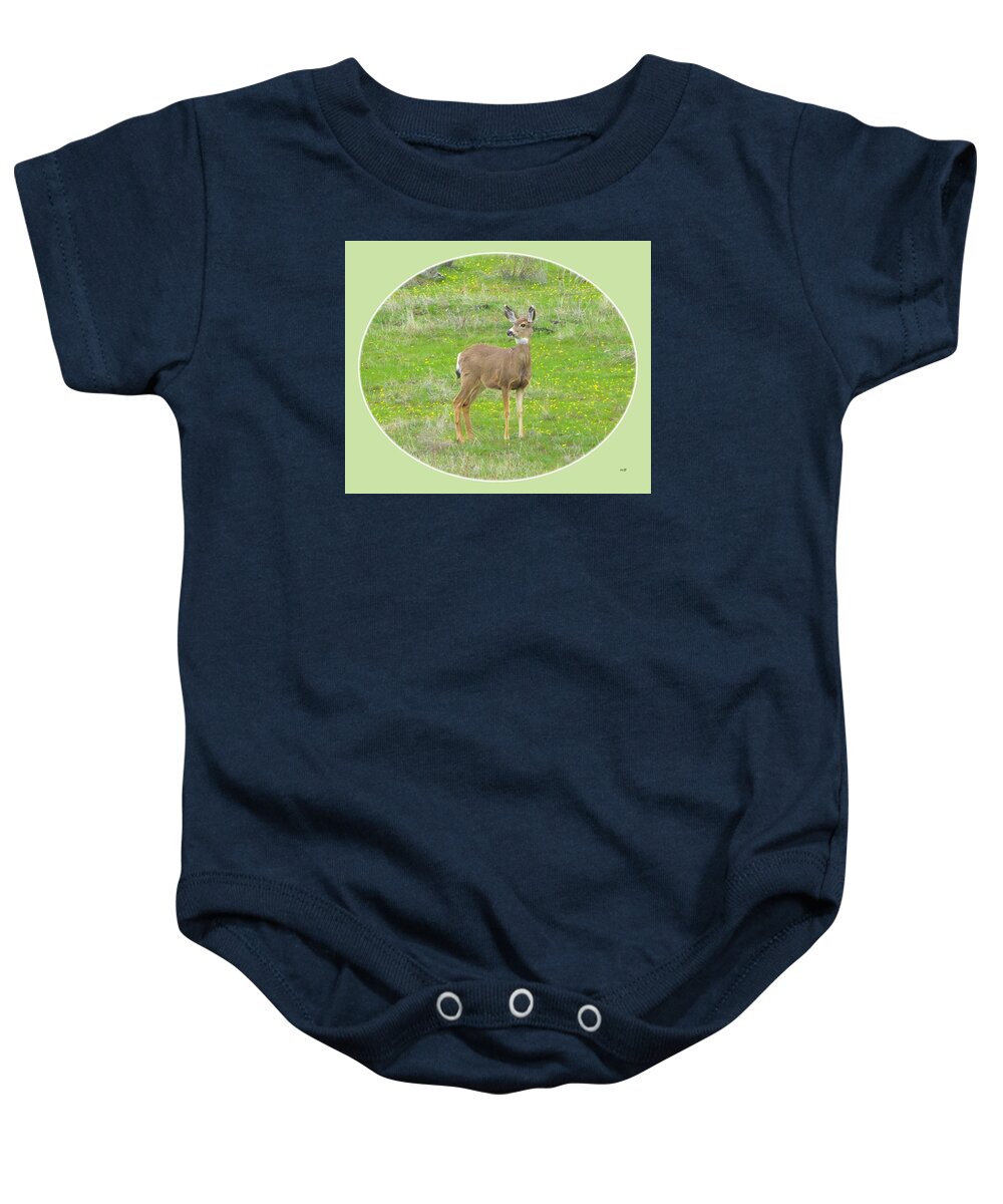 Young Deer Baby Onesie featuring the digital art Doe In March by Will Borden