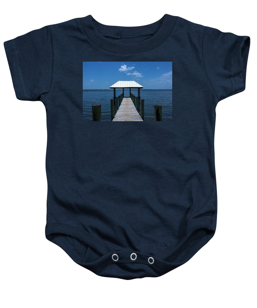 Dock Baby Onesie featuring the photograph Empty Fishing Dock by Blair Damson