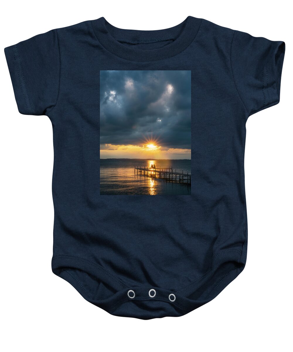 Sunset Baby Onesie featuring the photograph Evening Conversation by Nate Brack