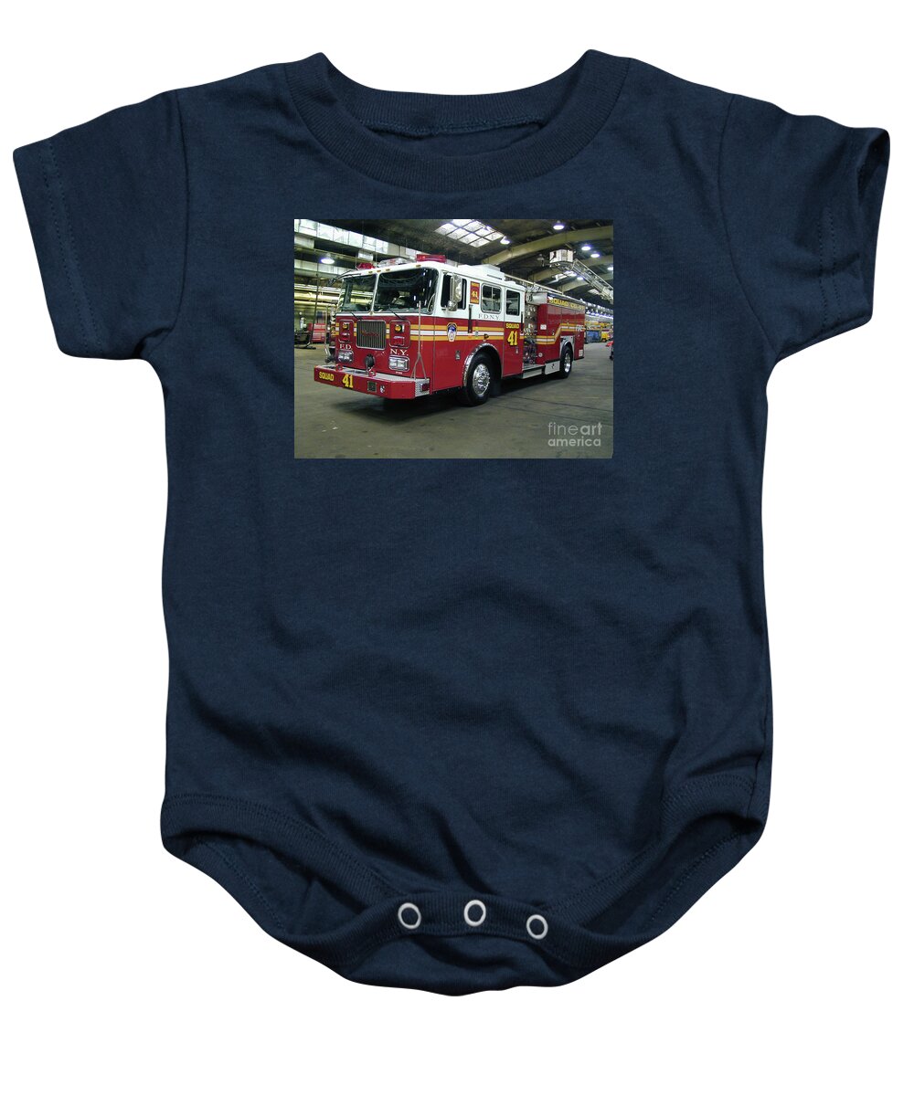 Fdny Baby Onesie featuring the photograph FDNY Squad 41 by Steven Spak