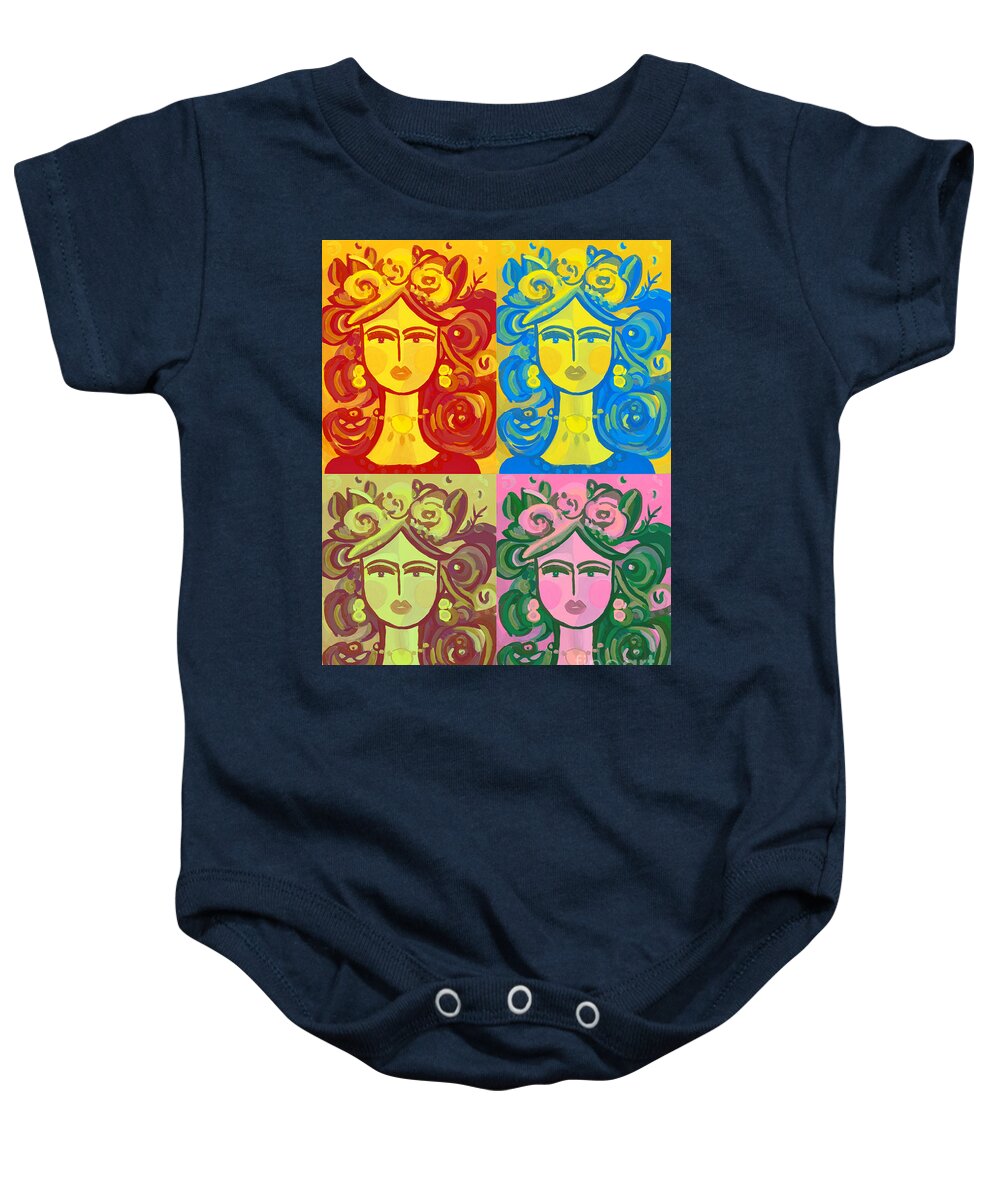 Fiesta Lady Baby Onesie featuring the painting Fiesta Time by Patsy Walton