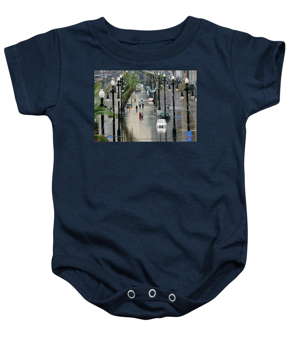 Canal Street Baby Onesie featuring the photograph Flooded New Orleans after Hurricane by Rick Wilking