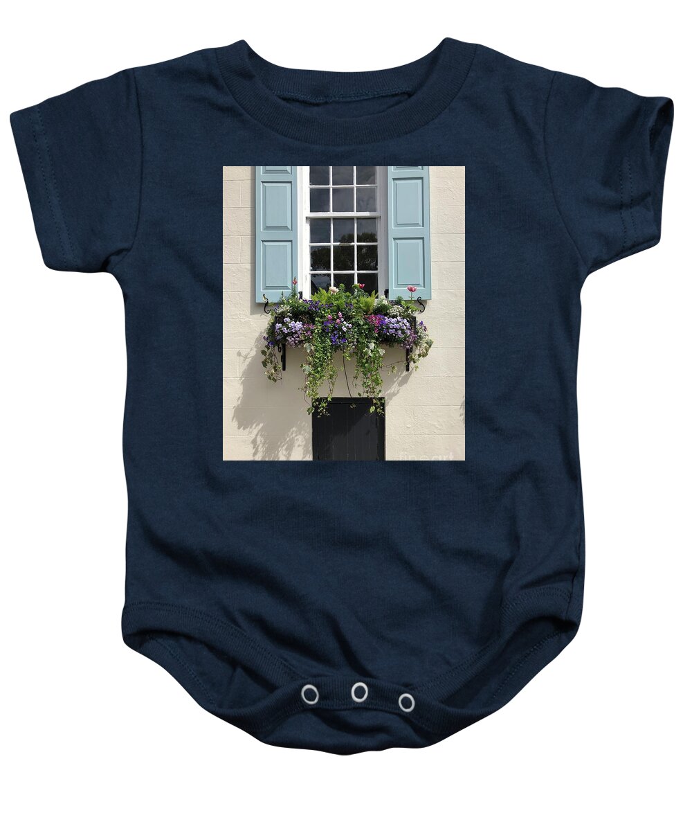 Window Baby Onesie featuring the photograph Flower Box by Flavia Westerwelle