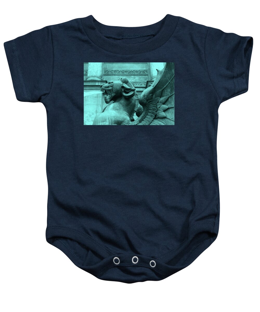 Paris Baby Onesie featuring the photograph Fontaine Saint Michel - Abstract by Ron Berezuk