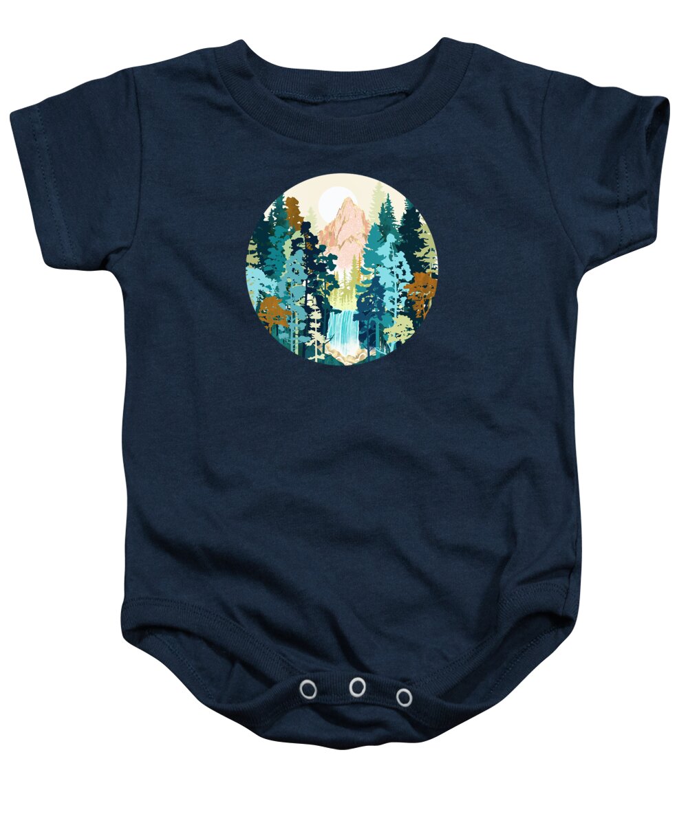 Forest Baby Onesie featuring the digital art Forest Falls by Spacefrog Designs