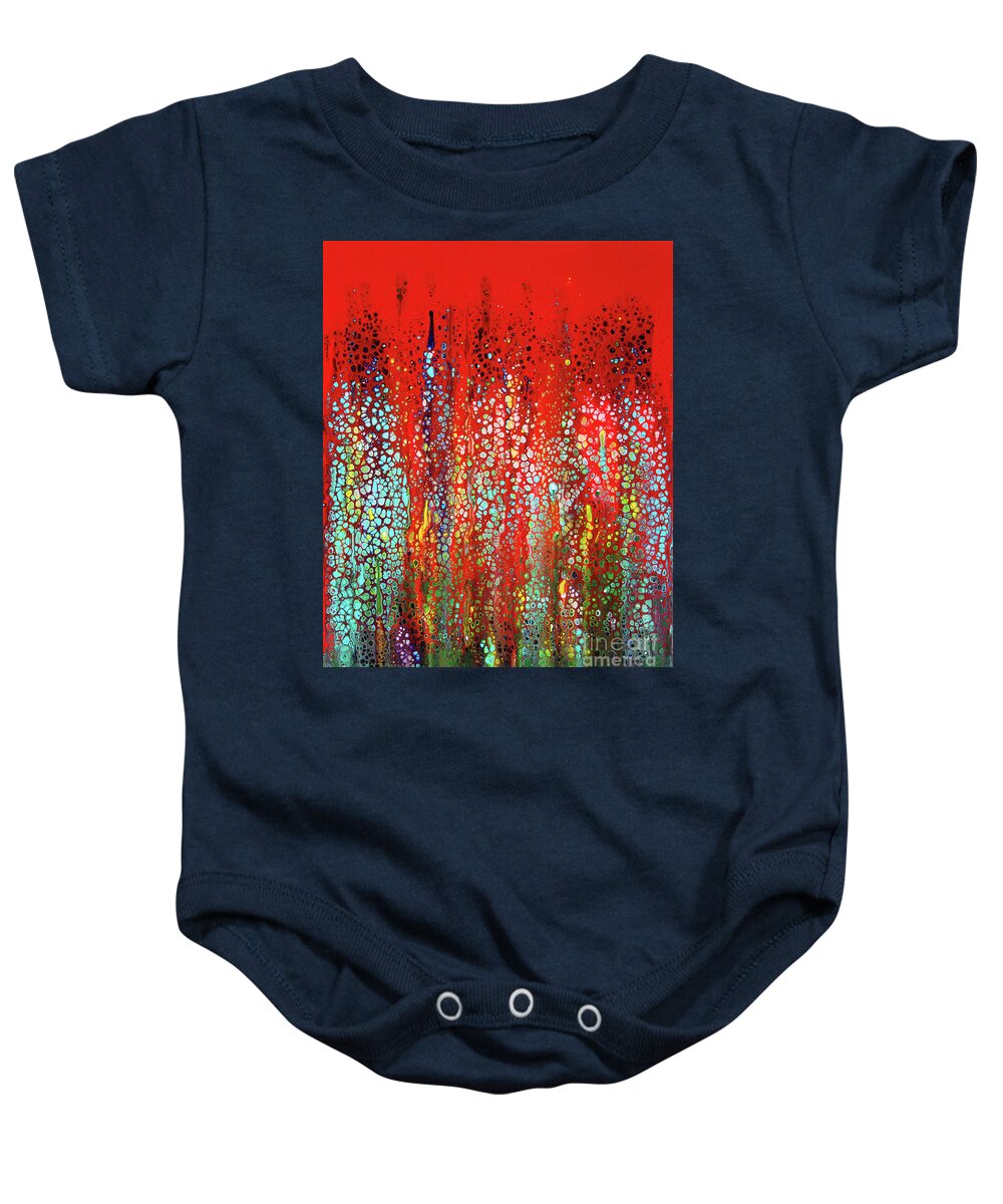 Abstract Baby Onesie featuring the painting Forever a Red by Karen Adams