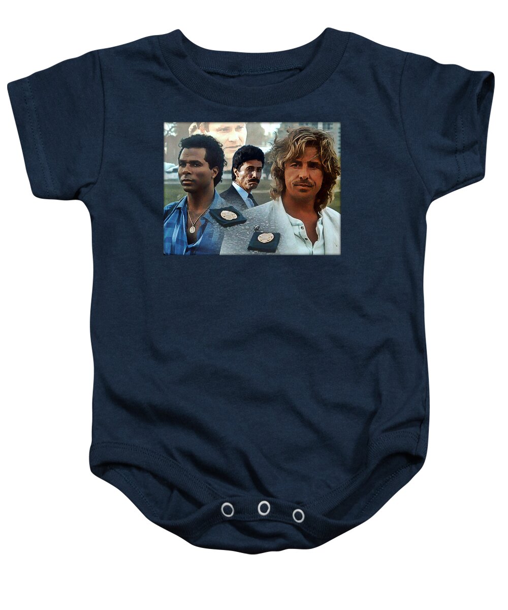Miami Vice Baby Onesie featuring the painting Freefall 13 by Mark Baranowski