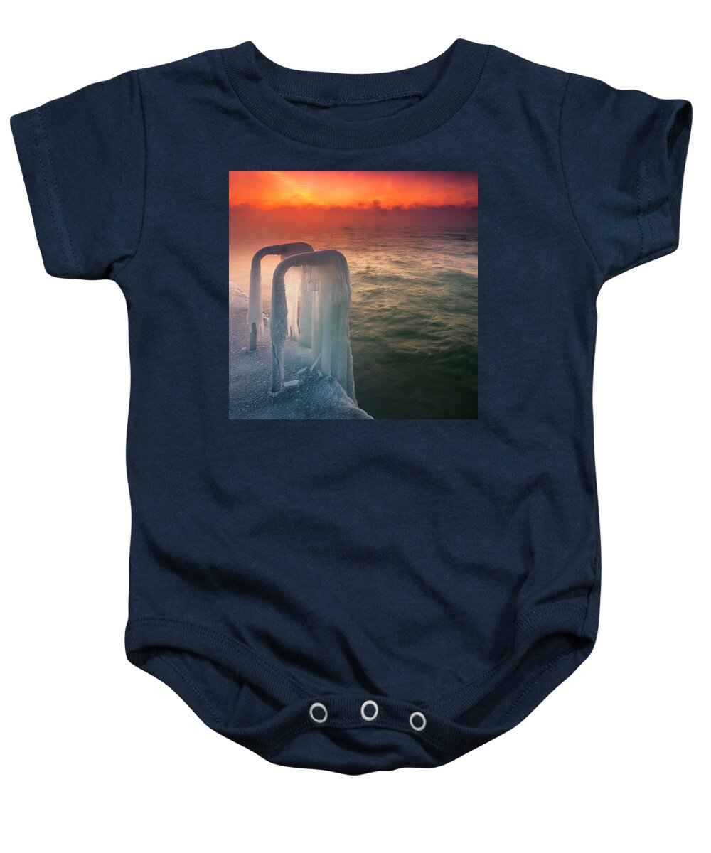 Dawn Baby Onesie featuring the photograph Frozen by Evgeni Dinev