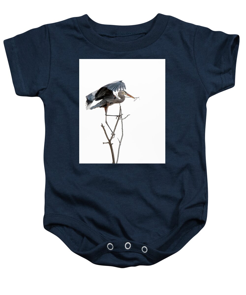 Stillwater Wildlife Refuge Baby Onesie featuring the photograph Great Blue Heron 8 by Rick Mosher