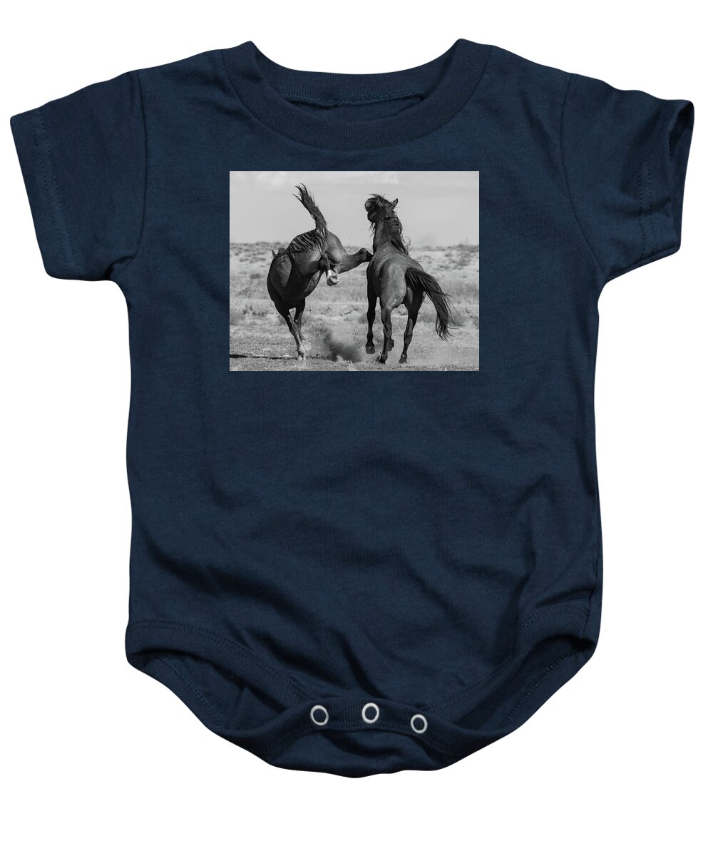 Horses Baby Onesie featuring the photograph High Kick by Mary Hone