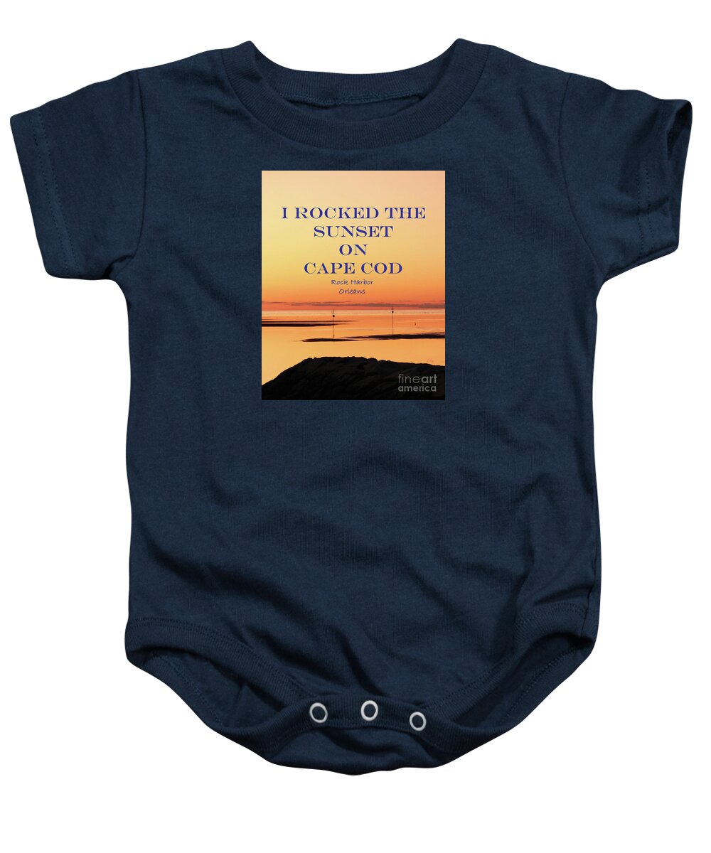 Cape Cod Baby Onesie featuring the mixed media I Rocked the Sunset on Cape Cod by Sharon Williams Eng