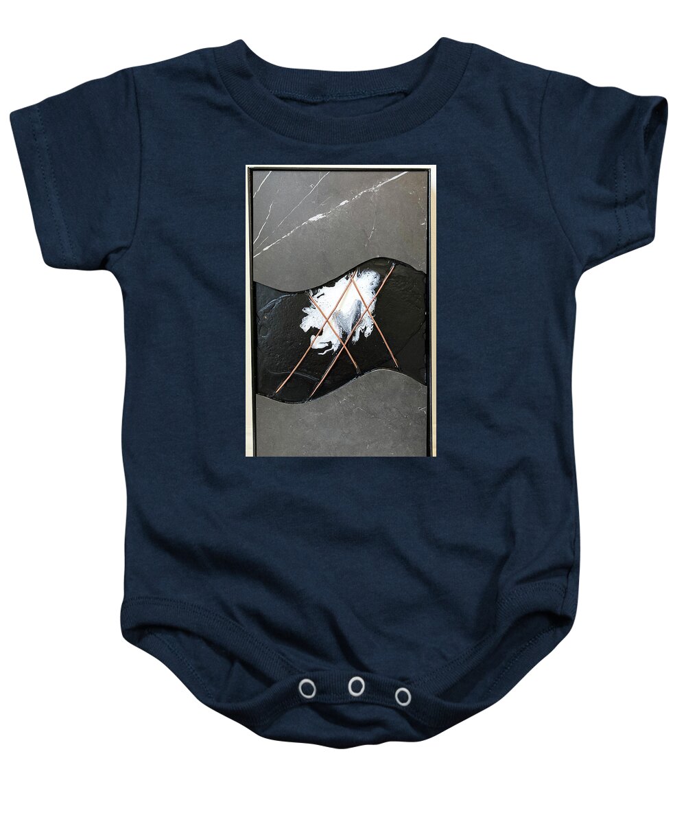 Abstract Mixed Media Baby Onesie featuring the mixed media Idea In Hashtag Prison by David Euler