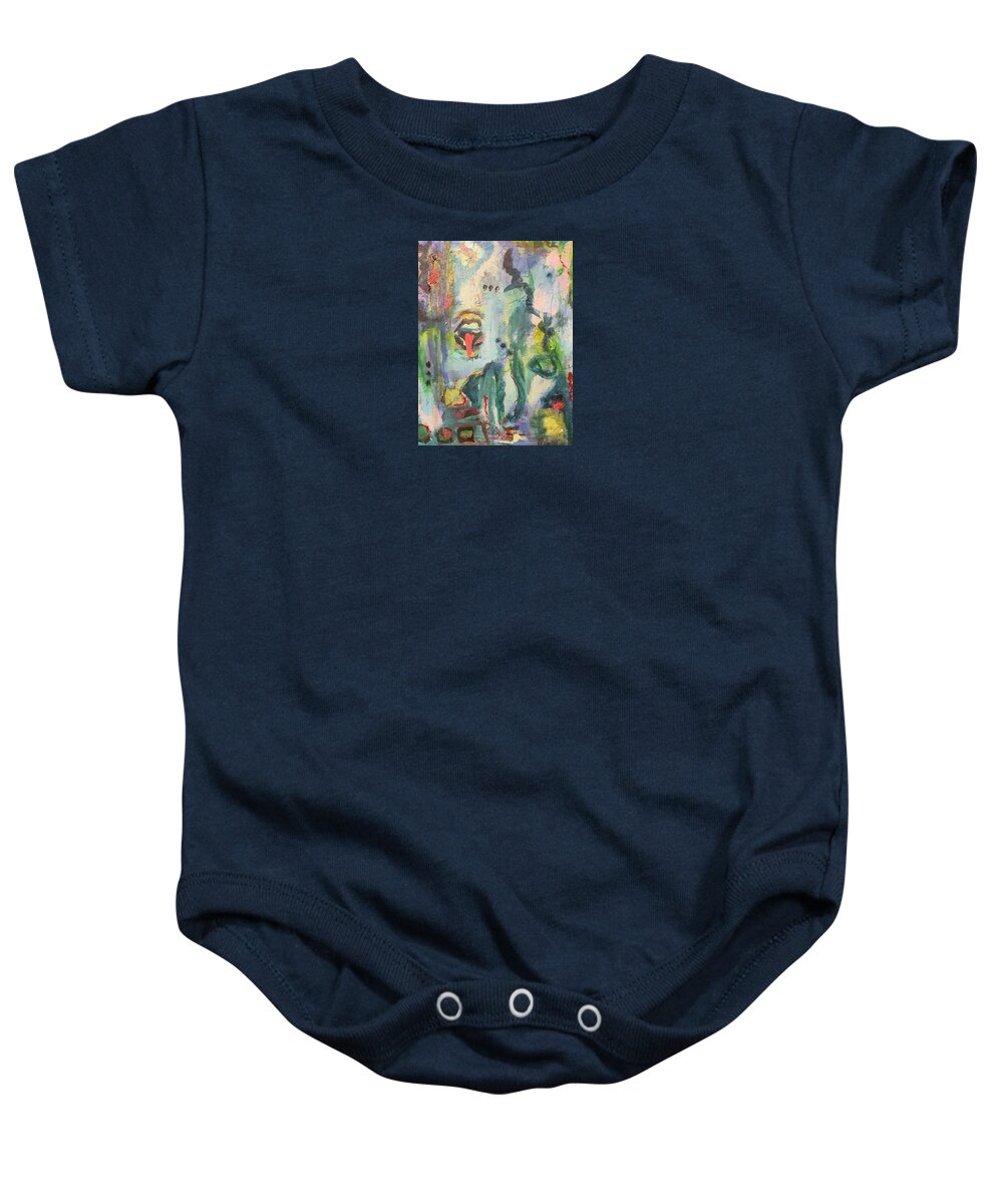 Abstract Art Baby Onesie featuring the mixed media I'm No Yes Man by Laura Jaffe
