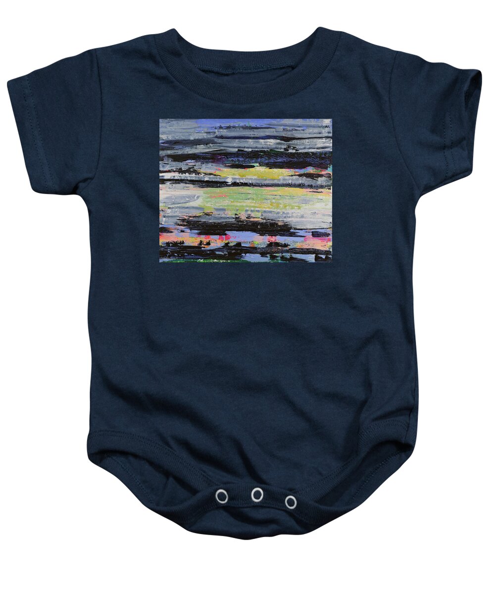Abstract Baby Onesie featuring the mixed media Imagined View by Julia Malakoff