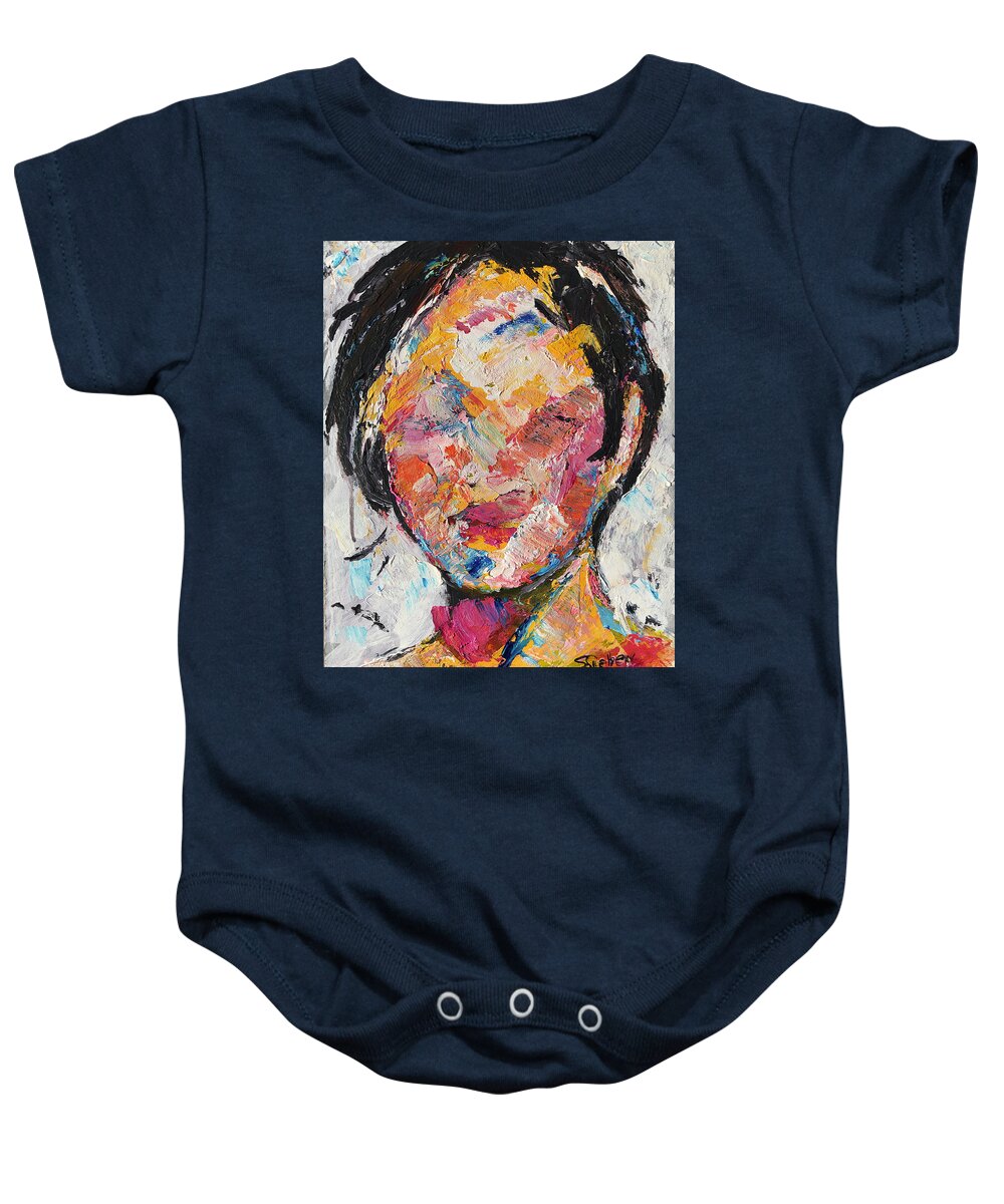 Portrait Baby Onesie featuring the painting Incognito by Sharon Sieben