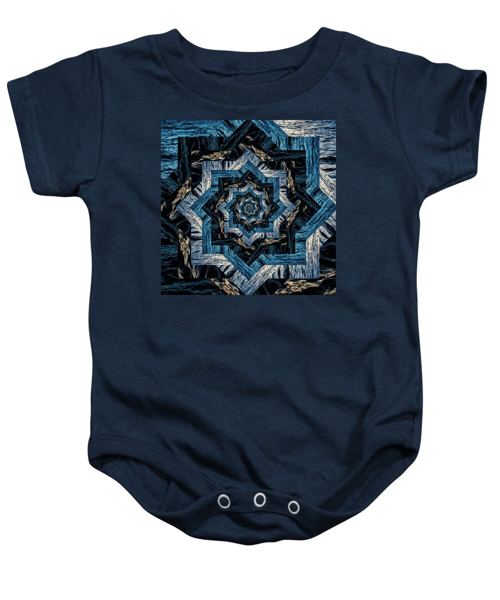 Grid Baby Onesie featuring the digital art Infinity Tunnel Star Waves at Sunset by Pelo Blanco Photo