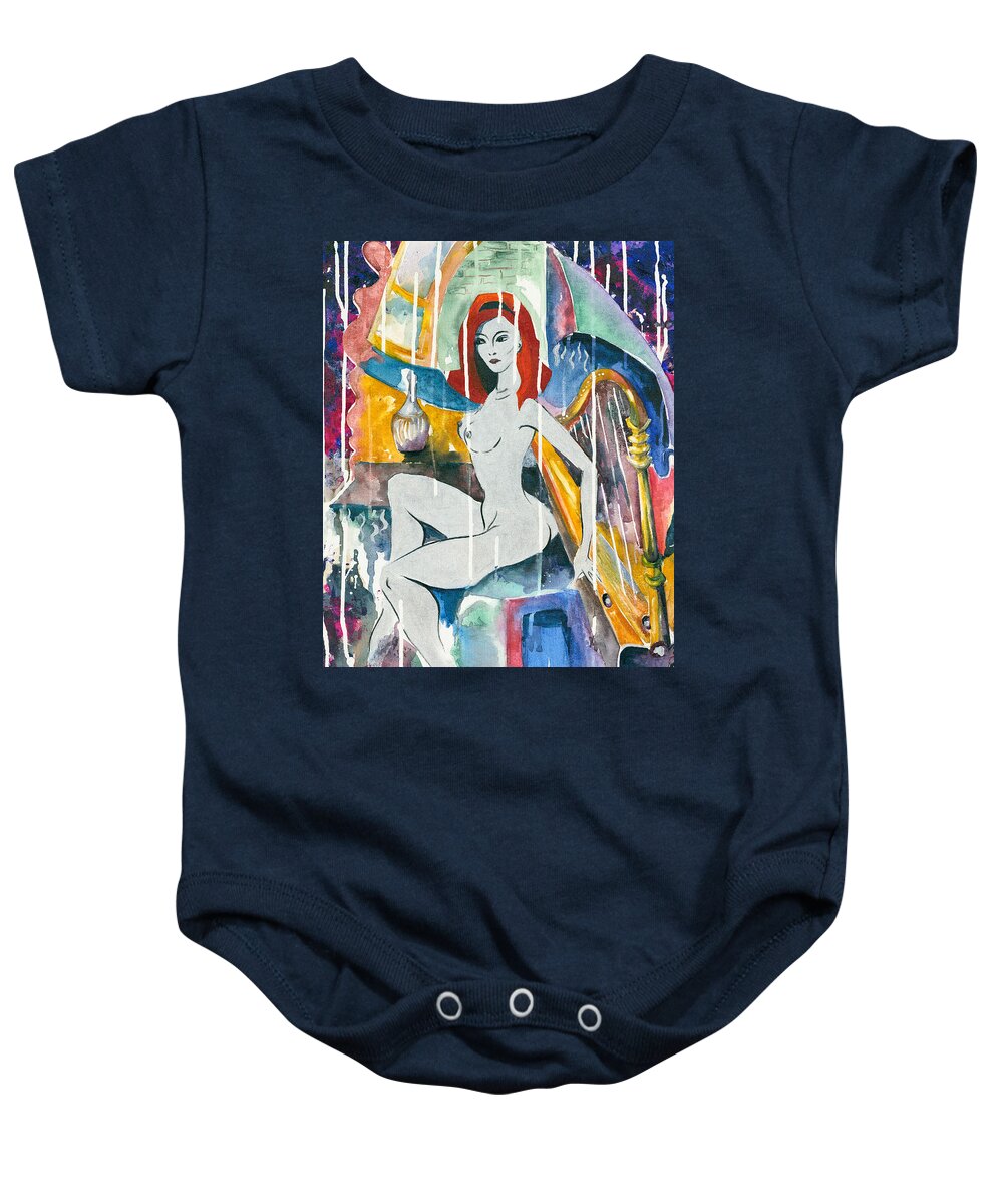 Acrylic Baby Onesie featuring the painting Just Listening... by Elisabeta Hermann