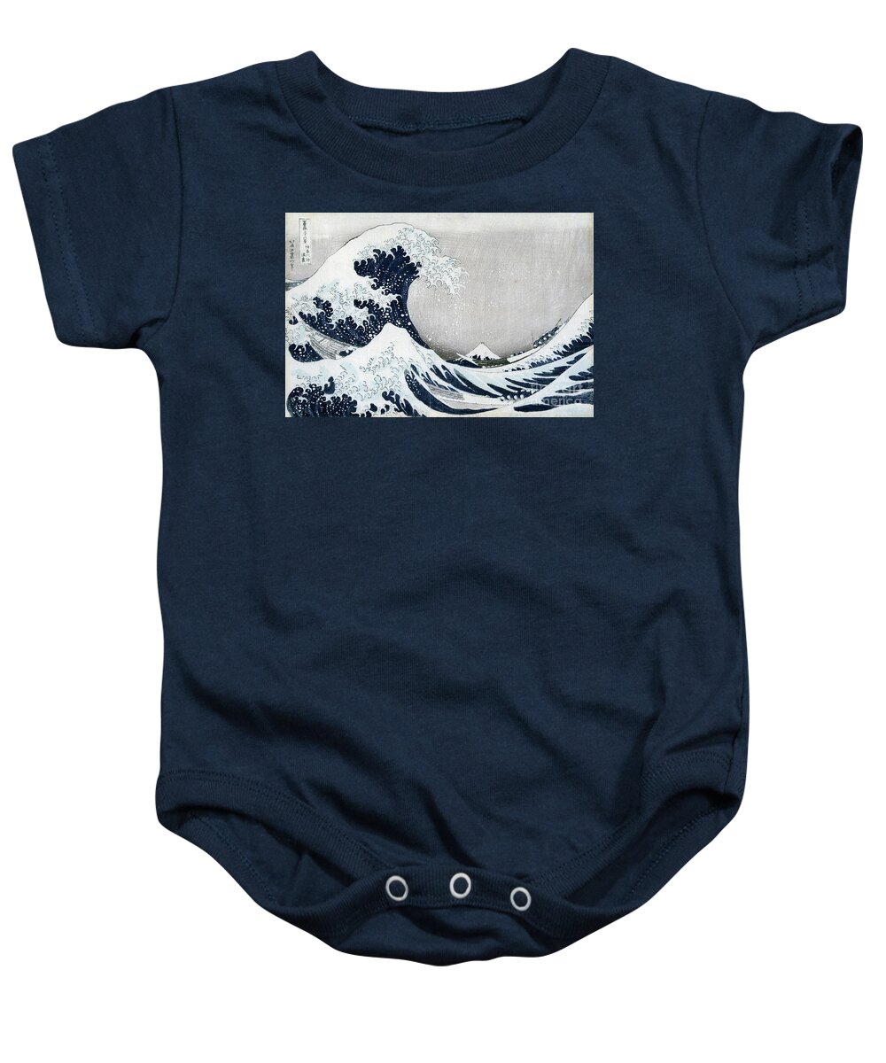 The Baby Onesie featuring the painting Katsushika Hokusai, The Great Wave of Kanagawa by Hokusai by Katsushika Hokusai