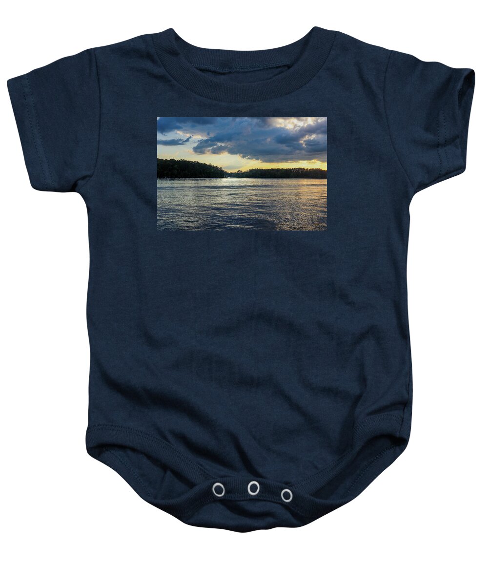 Lake Baby Onesie featuring the photograph Lake Island Cloud Balance by Ed Williams