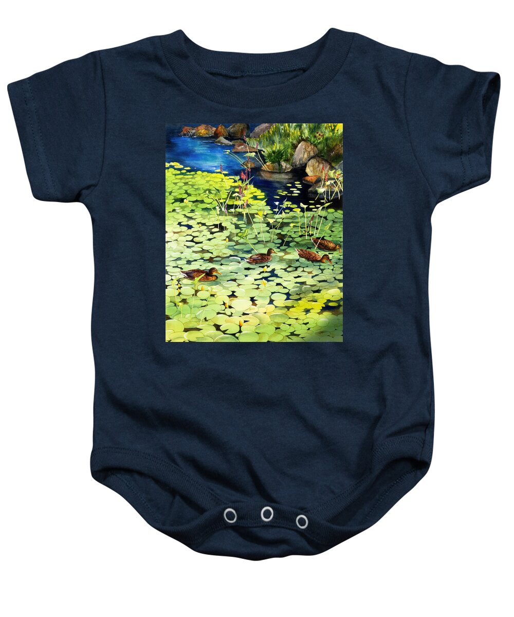 Lake Baby Onesie featuring the painting Lake St. Catherine, VT by Phyllis London